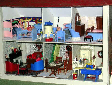 DOLLHOUSE FURNITURE PLAYSET ACCESSORIES 1950S 14 PIECES Marx Recast FREE SHIP 